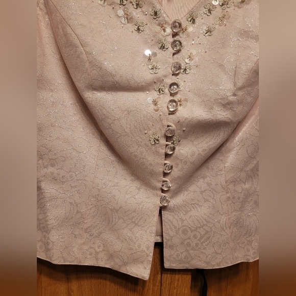 2 piece vintage blush pink shimmery outfit Barrie Pace size 10 - Picture 5 of 11